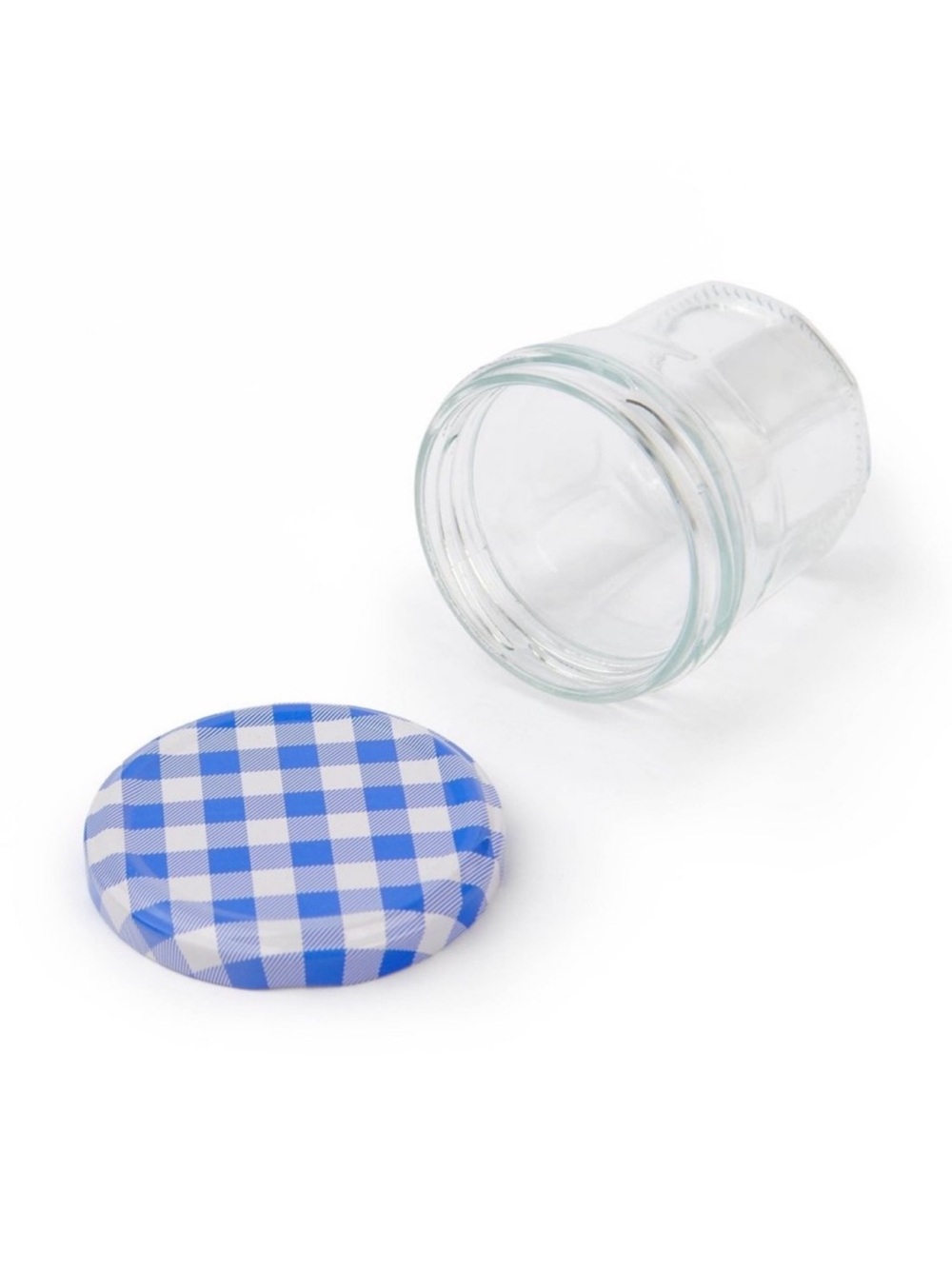Set of 3 Small Glass Jars with Blue Gingham Lids Target Bullseye Playground - Picture 3 of 5